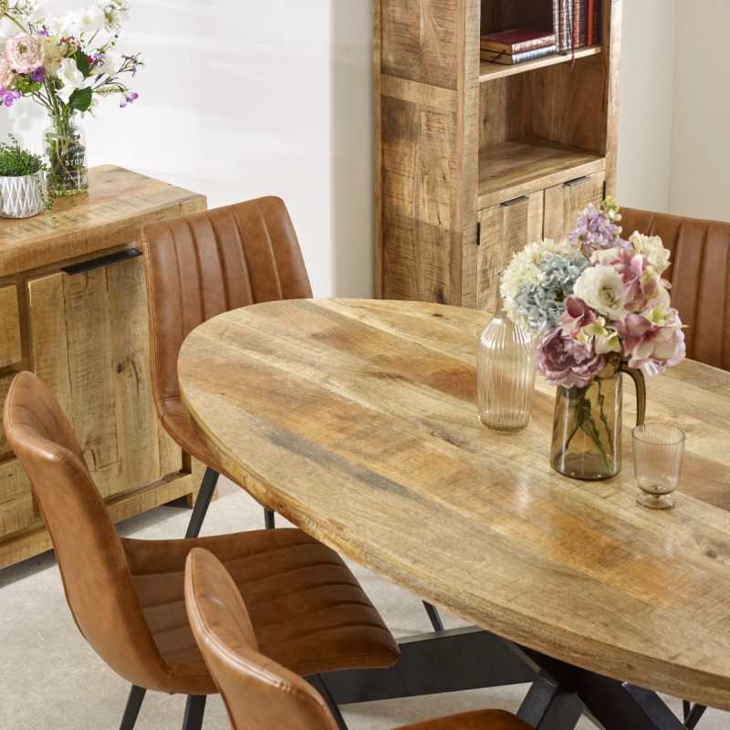 Surrey Oval Dining Table 6-8 Seater Solid Wood & Metal 180cm - UK