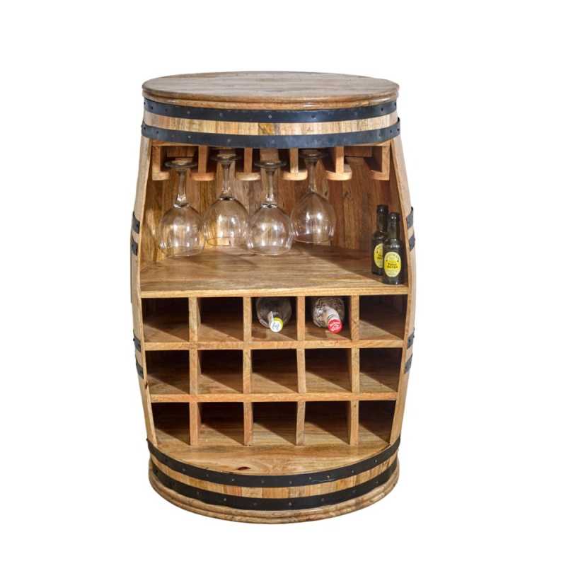 Surrey Sideboard Solid Dark Wood Barrel Wine - UK