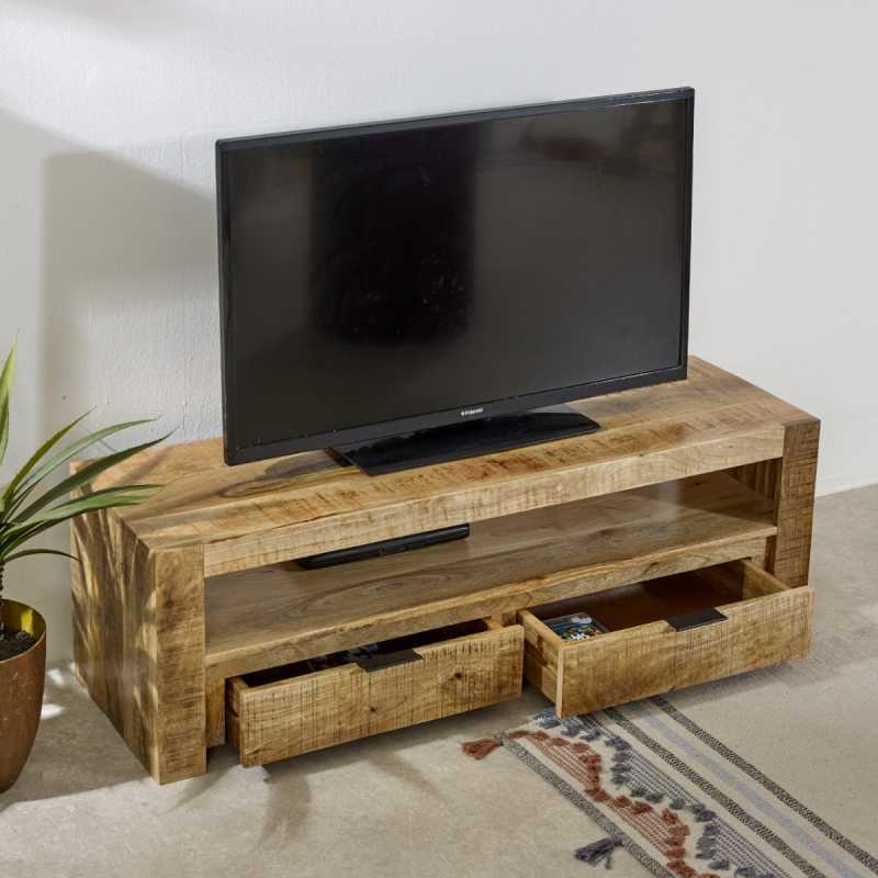 Surrey TV Stand With 2 Drawers in Solid Wood 130 cm - UK