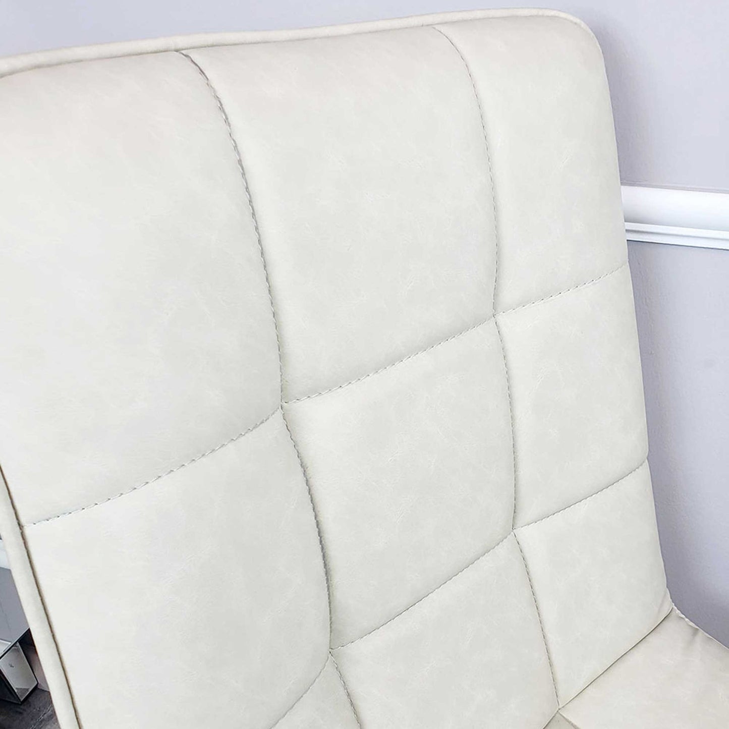 Tara Cream Faux Leather Dining Chairs with plain Back & Stitch Detail in Pair