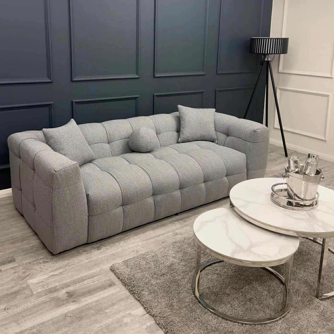 The Bubble Boucle 3 Seater Sofa in Grey