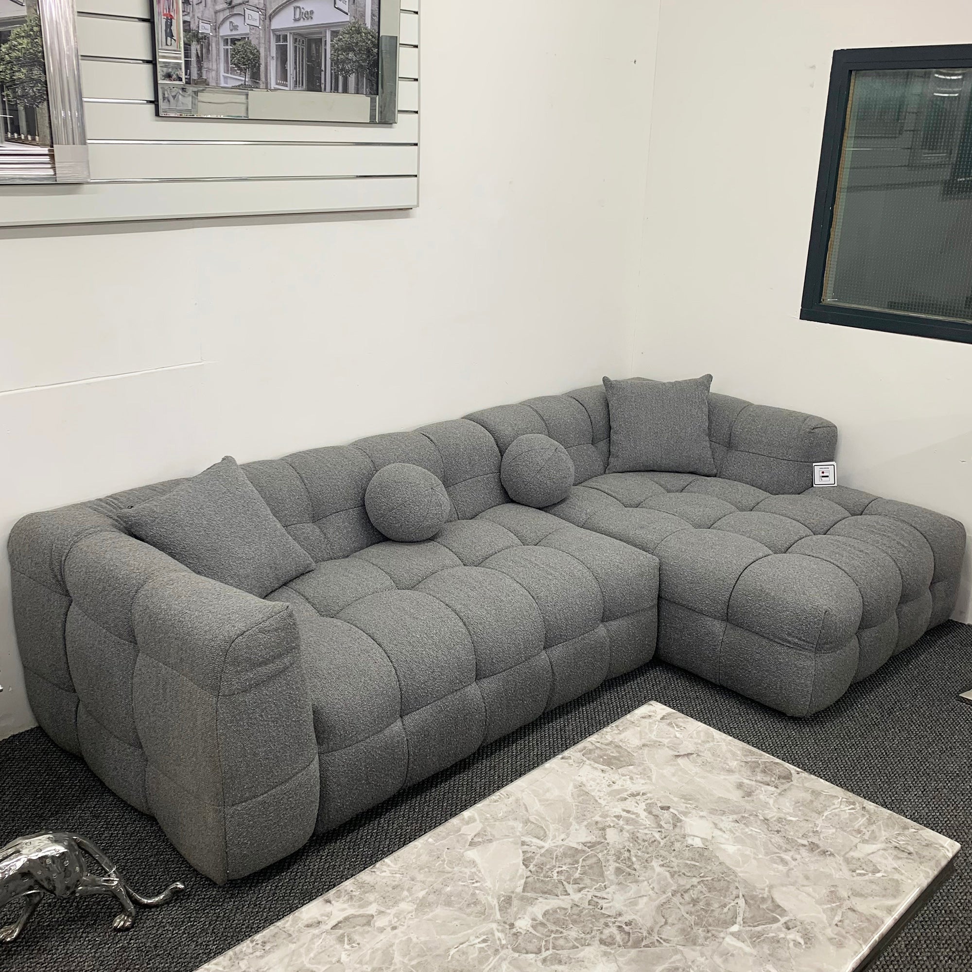 The Bubble Boucle Corner Sofa in Grey