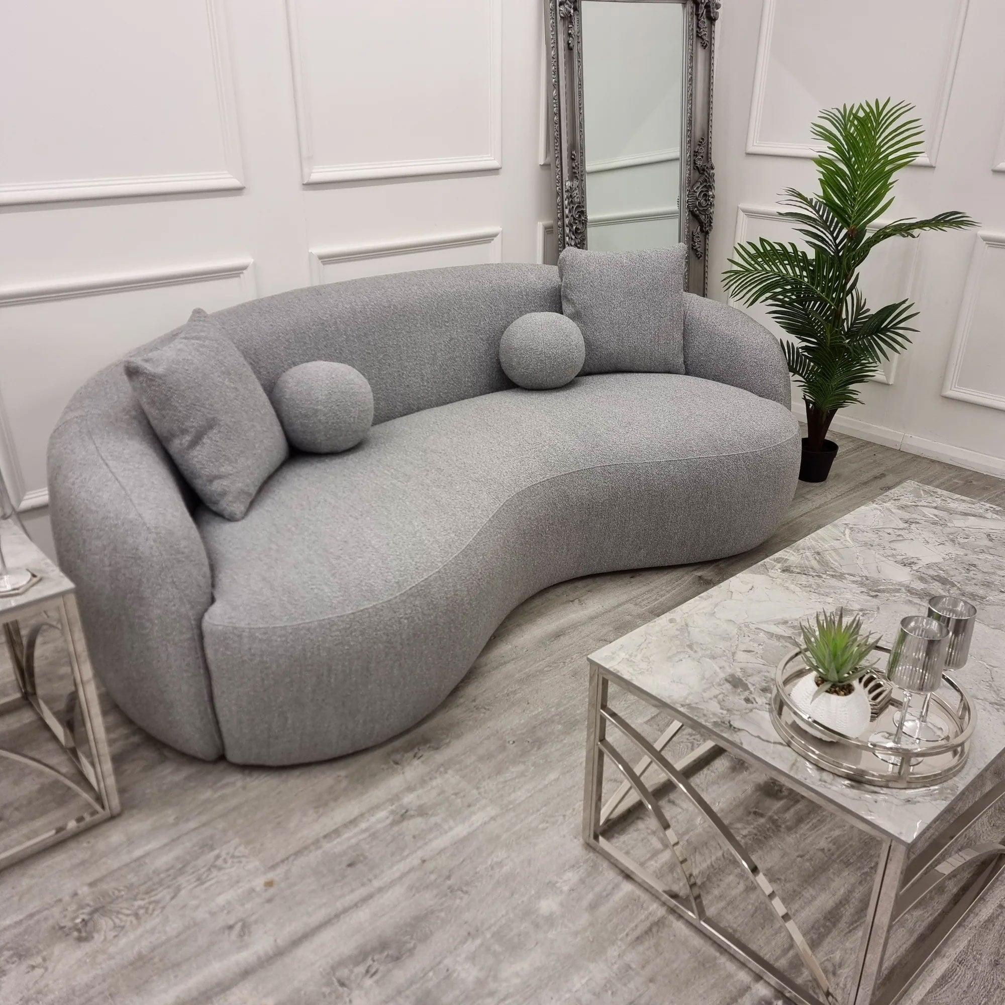 The Wave Boucle Sofa in Grey