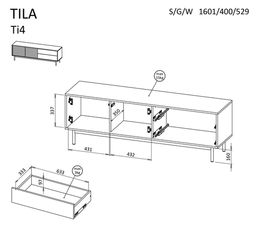 Tila Wooden TV Stand with 2 Doors 2 Drawers in Cashmere & Oiled Oak