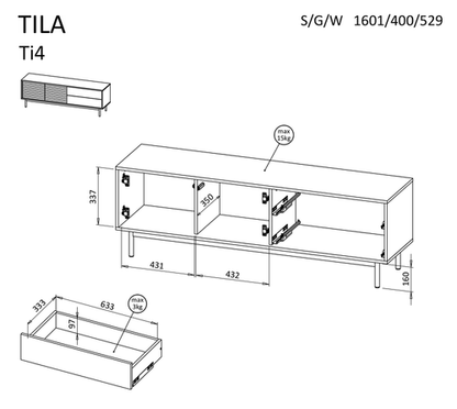 Tila Wooden TV Stand with 2 Doors 2 Drawers in Cashmere & Oiled Oak