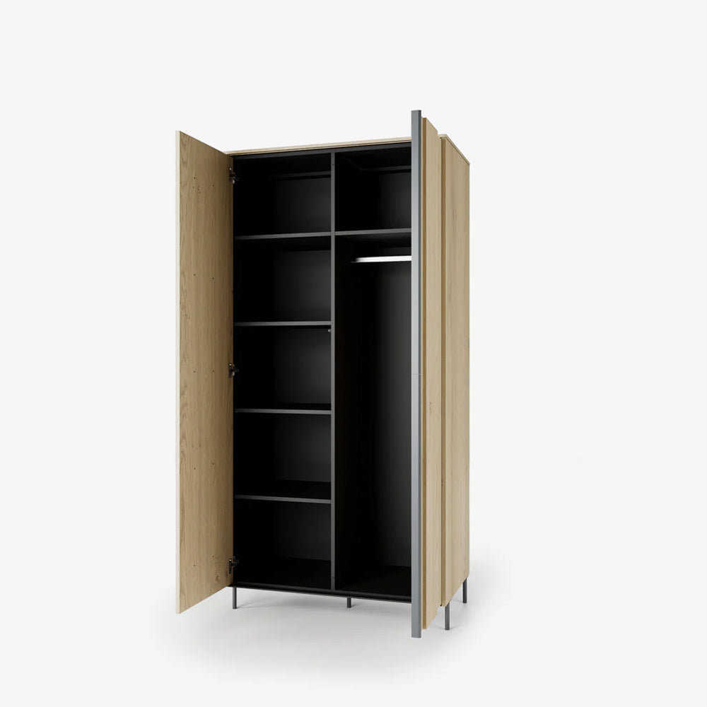 Tivoli Tall Wooden Cabinet with 2 Doors in Oak Cremona Torro & Black
