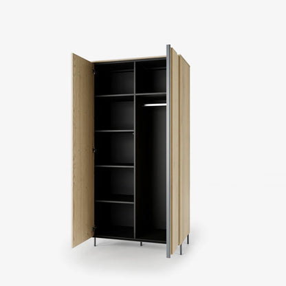 Tivoli Tall Wooden Cabinet with 2 Doors in Oak Cremona Torro & Black