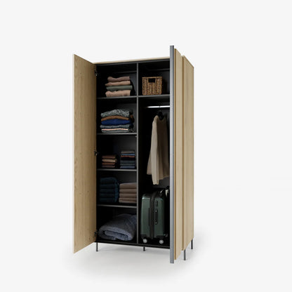 Tivoli Tall Wooden Cabinet with 2 Doors in Oak Cremona Torro & Black
