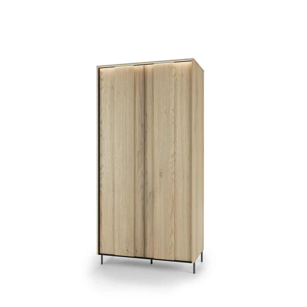 Tivoli Tall Wooden Cabinet with 2 Doors in Oak Cremona Torro & Black