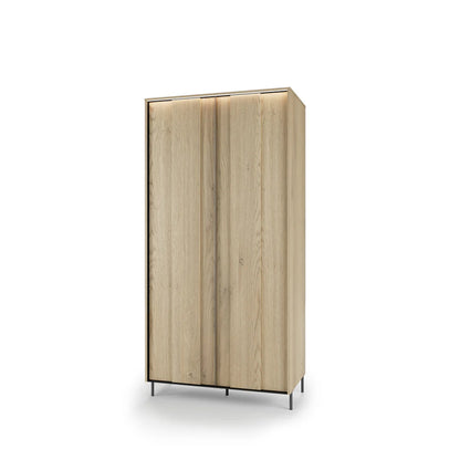 Tivoli Tall Wooden Cabinet with 2 Doors in Oak Cremona Torro & Black
