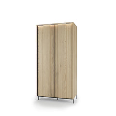 Tivoli Tall Wooden Cabinet with 2 Doors in Oak Cremona Torro & Black