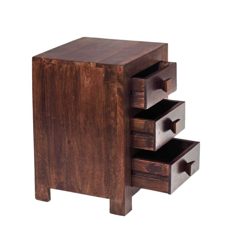 Toko Dark Mango 3 Drawer Bedside - UK