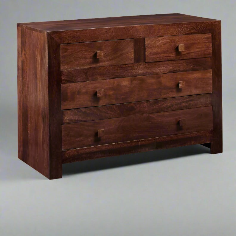 Toko Dark Mango 4 Drawer Dressing Chest - UK