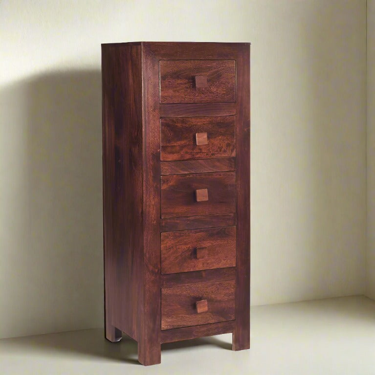 Toko Dark Mango 5 Drawer Chest - UK