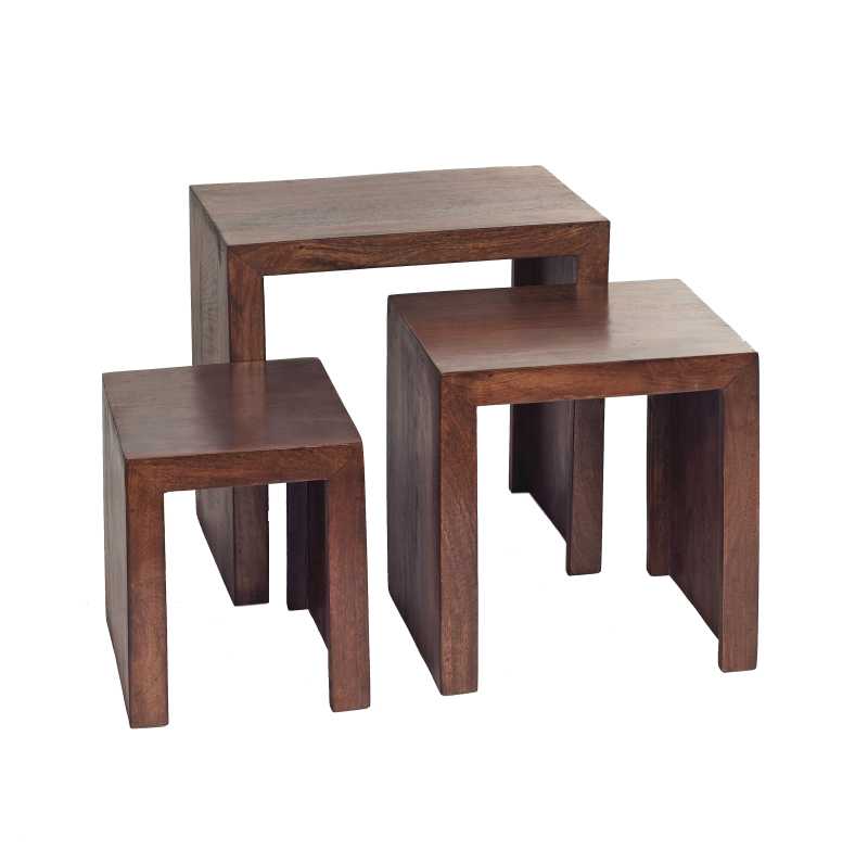 Toko Dark Mango Nest Of 3 Tables - UK