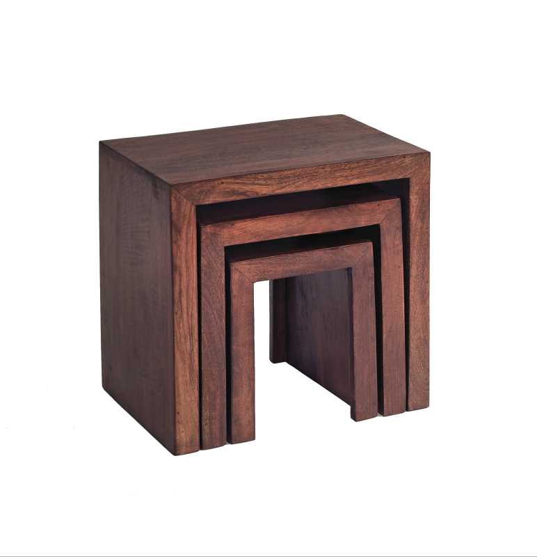 Toko Dark Mango Nest Of 3 Tables - UK