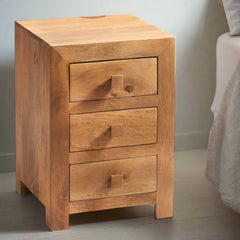 Toko Light Mango 3 Drawer Bedside - UK - Furniture One Shop
