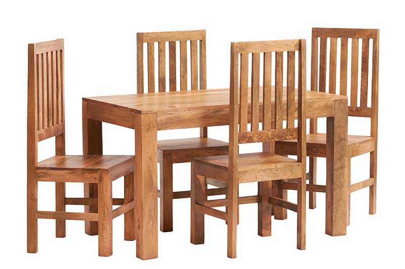 Toko Light Mango 4 Ft Dining Set With Wooden Chairs - UK