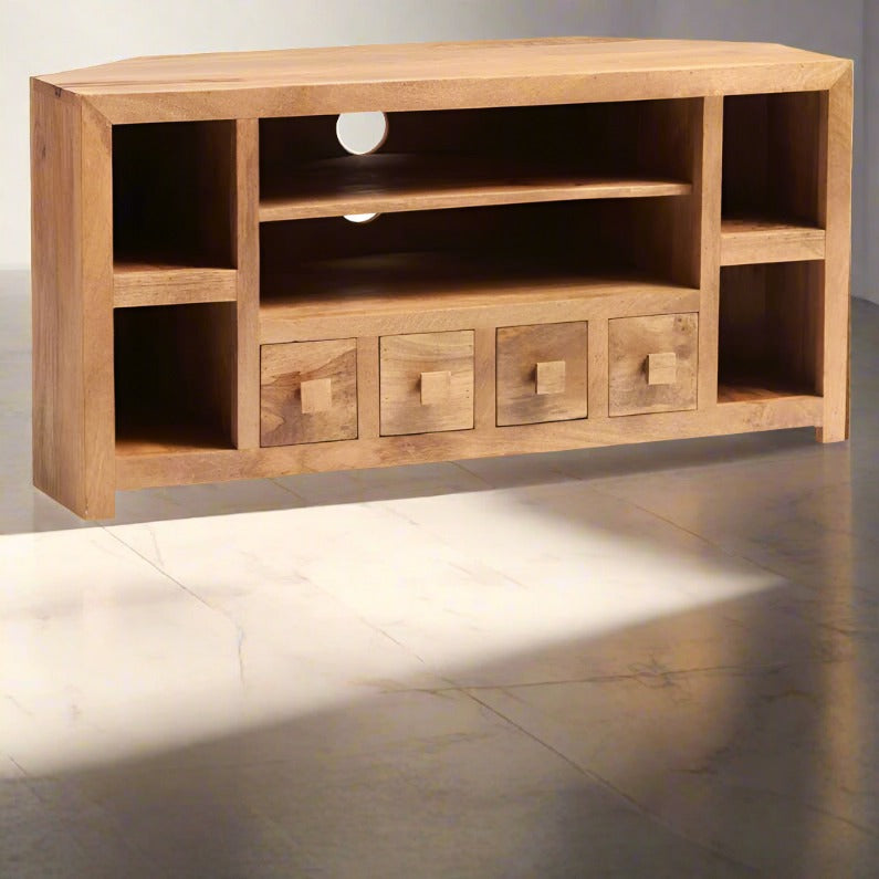 Toko Light Mango Corner TV Stand - UK - Furniture One Shop
