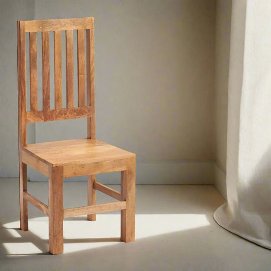 Toko Light Mango Slat Back Chairs In Pair - UK