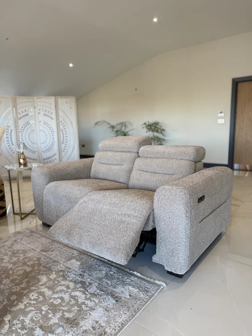 Tokyo Electric Recliner 2 Seater Sofa In Beige Boucle Fabric - Furniture One Shop