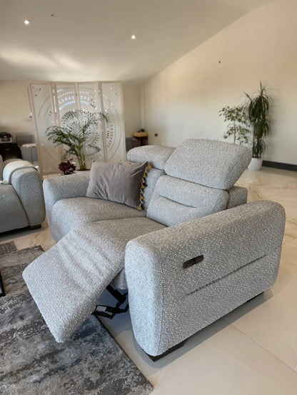 Tokyo Electric Recliner 2 Seater Sofa In Grey Boucle Fabric - Furniture One Shop