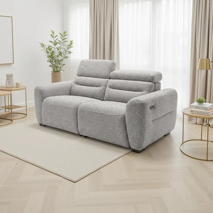Tokyo Electric Recliner 3 Seater Sofa In Grey Boucle Fabric