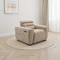 Tokyo Electric Recliner Armchair In Beige Boucle Fabric