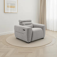 Tokyo Electric Recliner Armchair In Grey Boucle Fabric