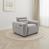 Tokyo Electric Recliner Armchair In Grey Boucle Fabric