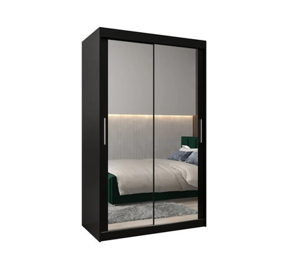 Tokyo III Mirrored Wardrobe 2 Sliding Doors 120cm In Black Matt