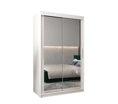 Tokyo III Mirrored Wardrobe 2 Sliding Doors 120cm In White Matt