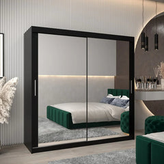 Tokyo III Mirrored Wardrobe 2 Sliding Doors 200cm In Black Matt
