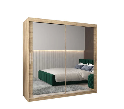 Tokyo III Mirrored Wardrobe 2 Sliding Doors 200cm In Oak Sonoma