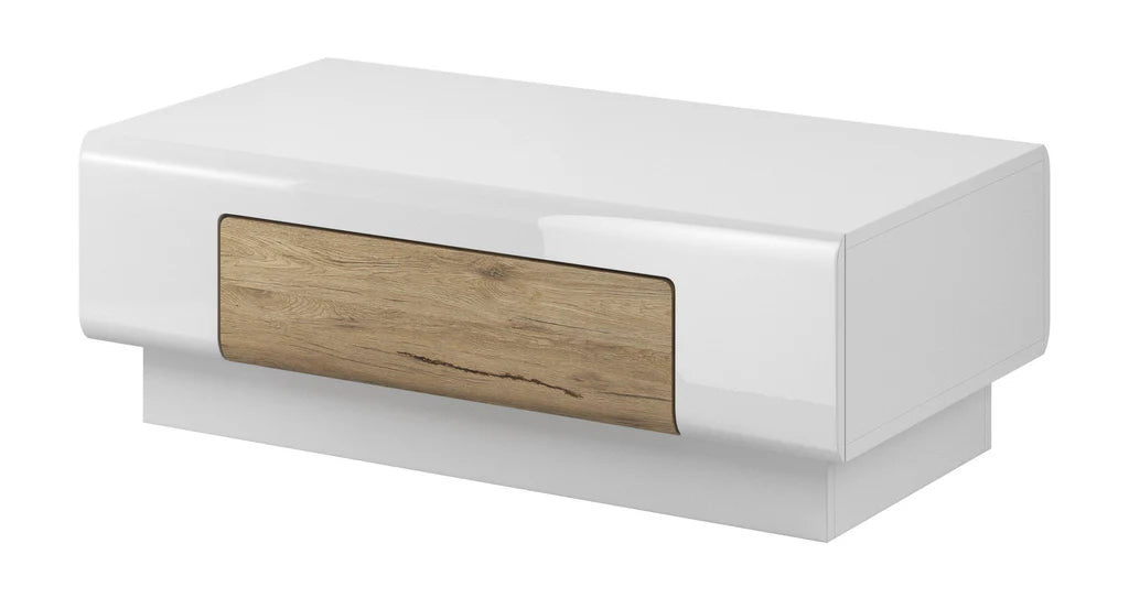 Toledo Wooden Coffee Table in White Gloss and San Remo Oak with White Matt Carcass - 110cm