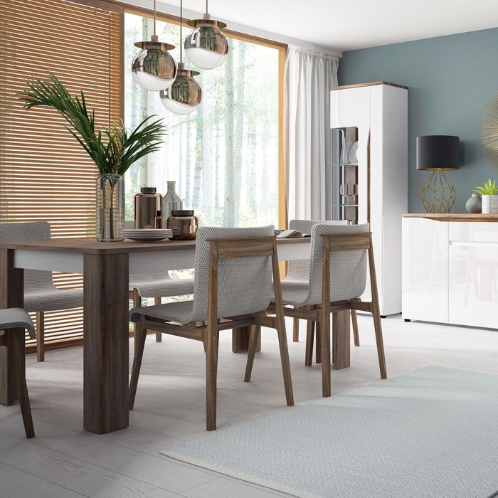 Toledo Extending Dining Table 160-200cm in Alpine White and Stirling Oak - UK