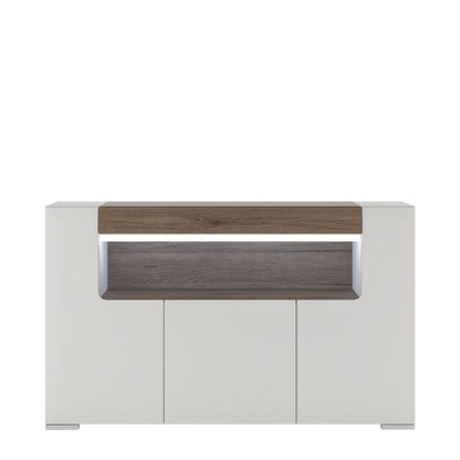 Toronto 3 Door Sideboard with open shelving (inc. Plexi Lighting) - UK