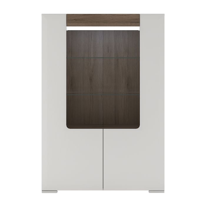 Toronto Low Glazed 2 Door Display Cabinet with Internal Shelves (inc. Plexi Lighting) - UK