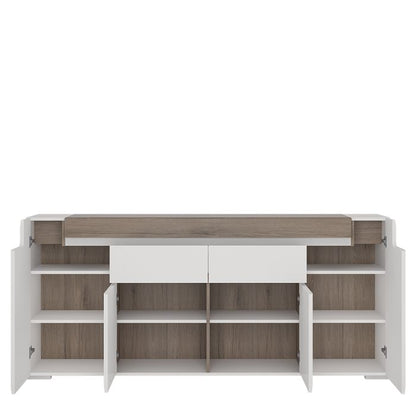 Toronto Wide 4 Door 2 Drawer Sideboard (inc. Plexi Lighting) - UK