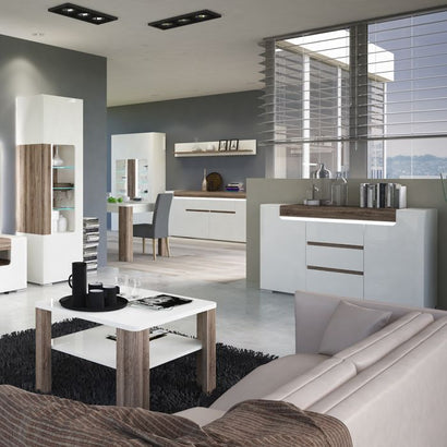 Toronto Wide 4 Door 2 Drawer Sideboard (inc. Plexi Lighting) - UK - Furniture One Shop