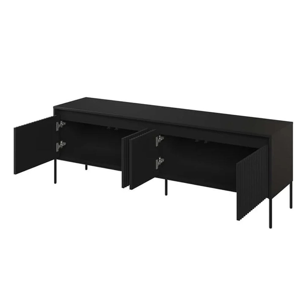 Trend Small Wooden TV Stand in Black Matt - 167cm