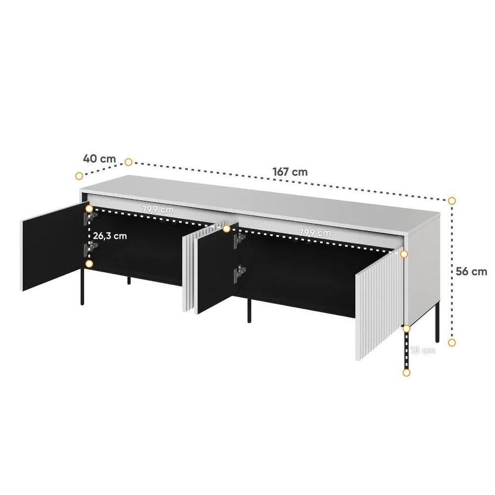 Trend Small Wooden TV Stand in White Matt - 167cm