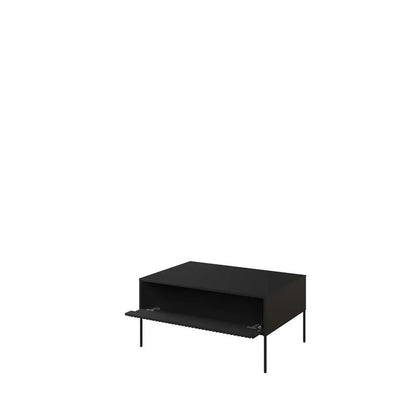 Trend TR Wooden Coffee Table in Black Matt with Black Metal Legs