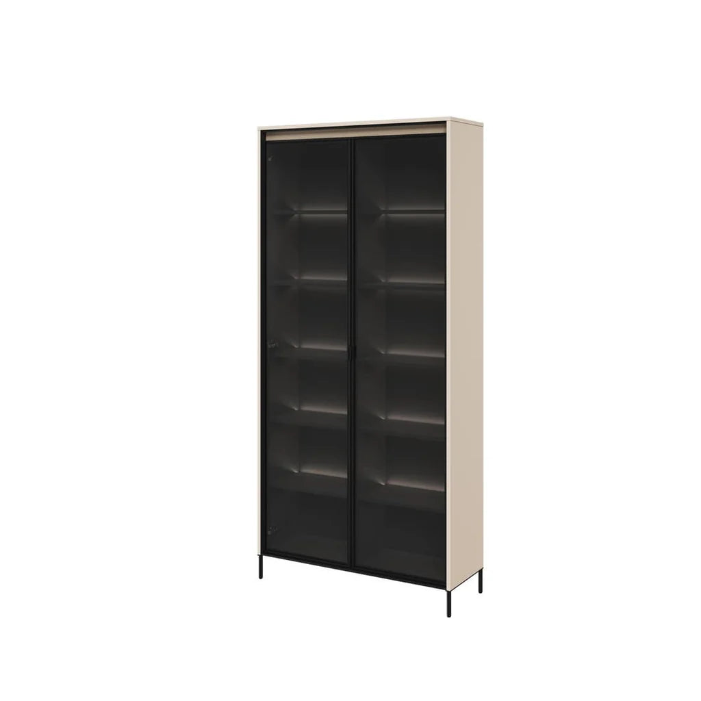 Trend TR Tall Wooden 2 Door Display Cabinet in Beige