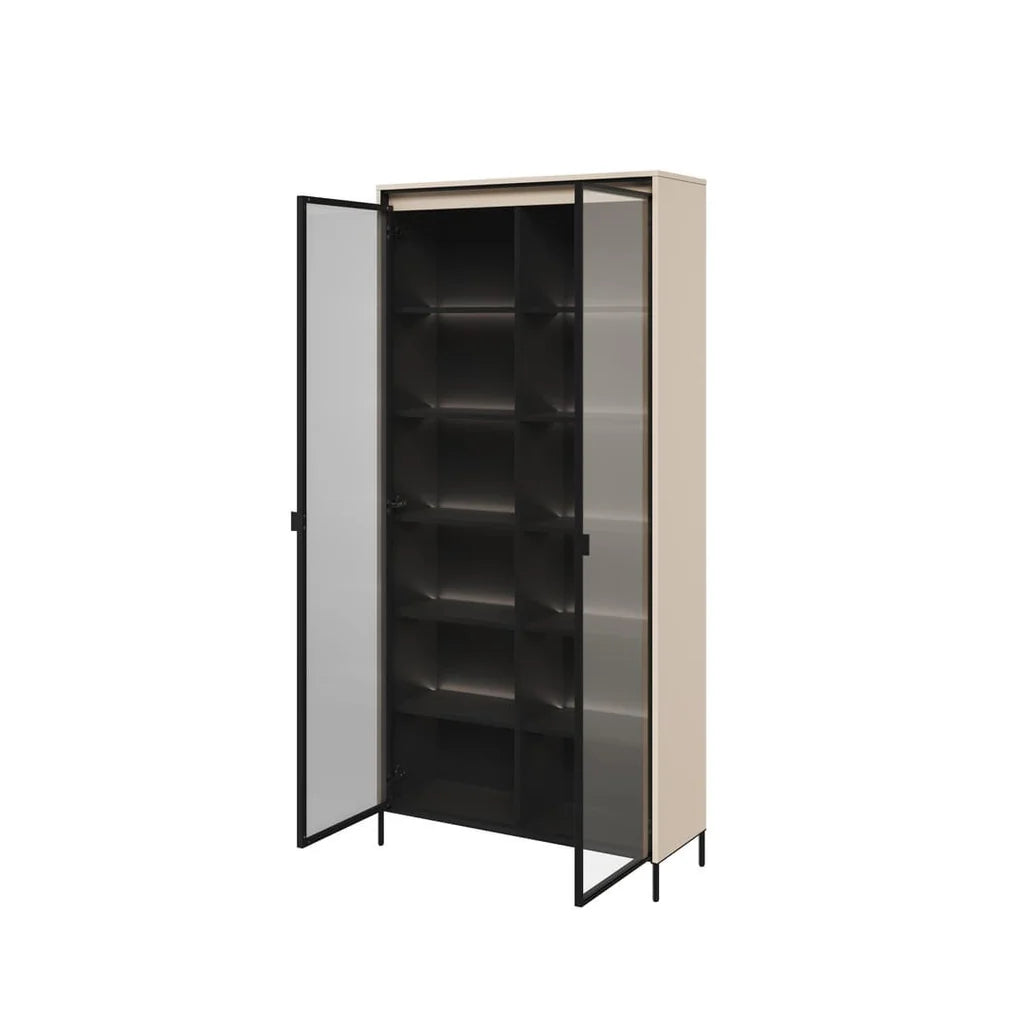 Trend TR Tall Wooden 2 Door Display Cabinet in Beige