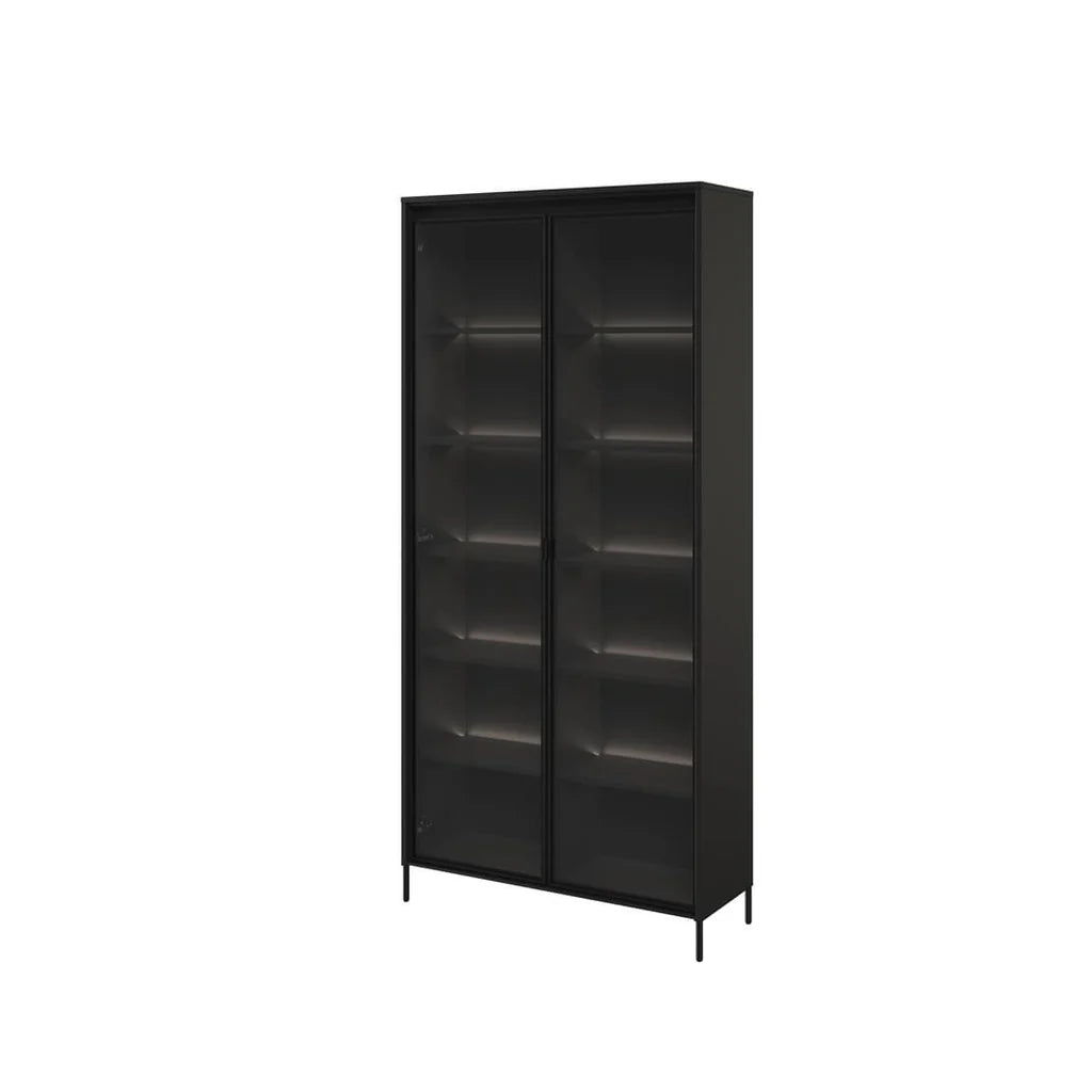 Trend TR Tall Wooden 2 Door Display Cabinet in Black Matt