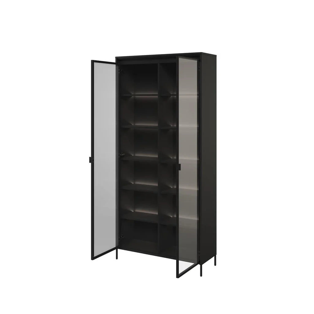 Trend TR Tall Wooden 2 Door Display Cabinet in Black Matt