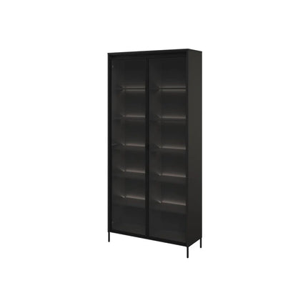Trend TR Tall Wooden 2 Door Display Cabinet in Black Matt - Furniture One Shop