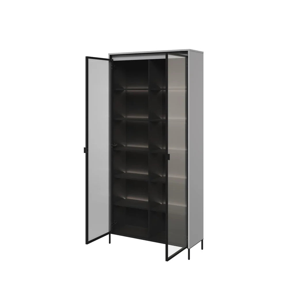 Trend TR Tall Wooden 2 Door Display Cabinet in Grey Matt