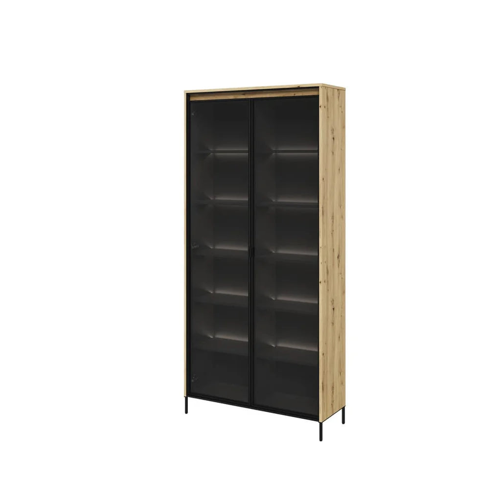 Trend TR Tall Wooden 2 Door Display Cabinet in Oak Artisan